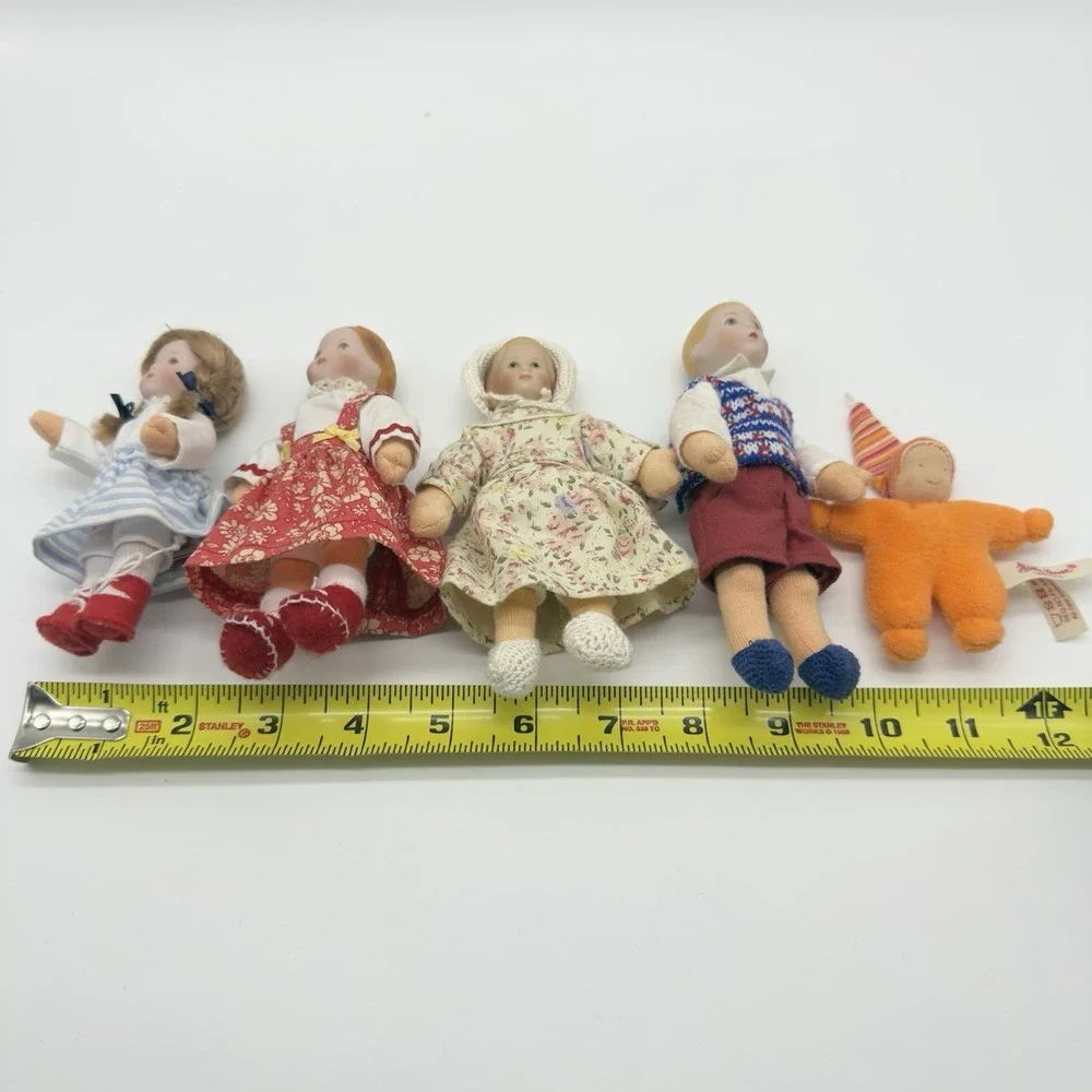 Lot of 5 Käthe Kruse‎ Club Edition 1:12 Miniature Porcelain Dollhouse Dolls Mint